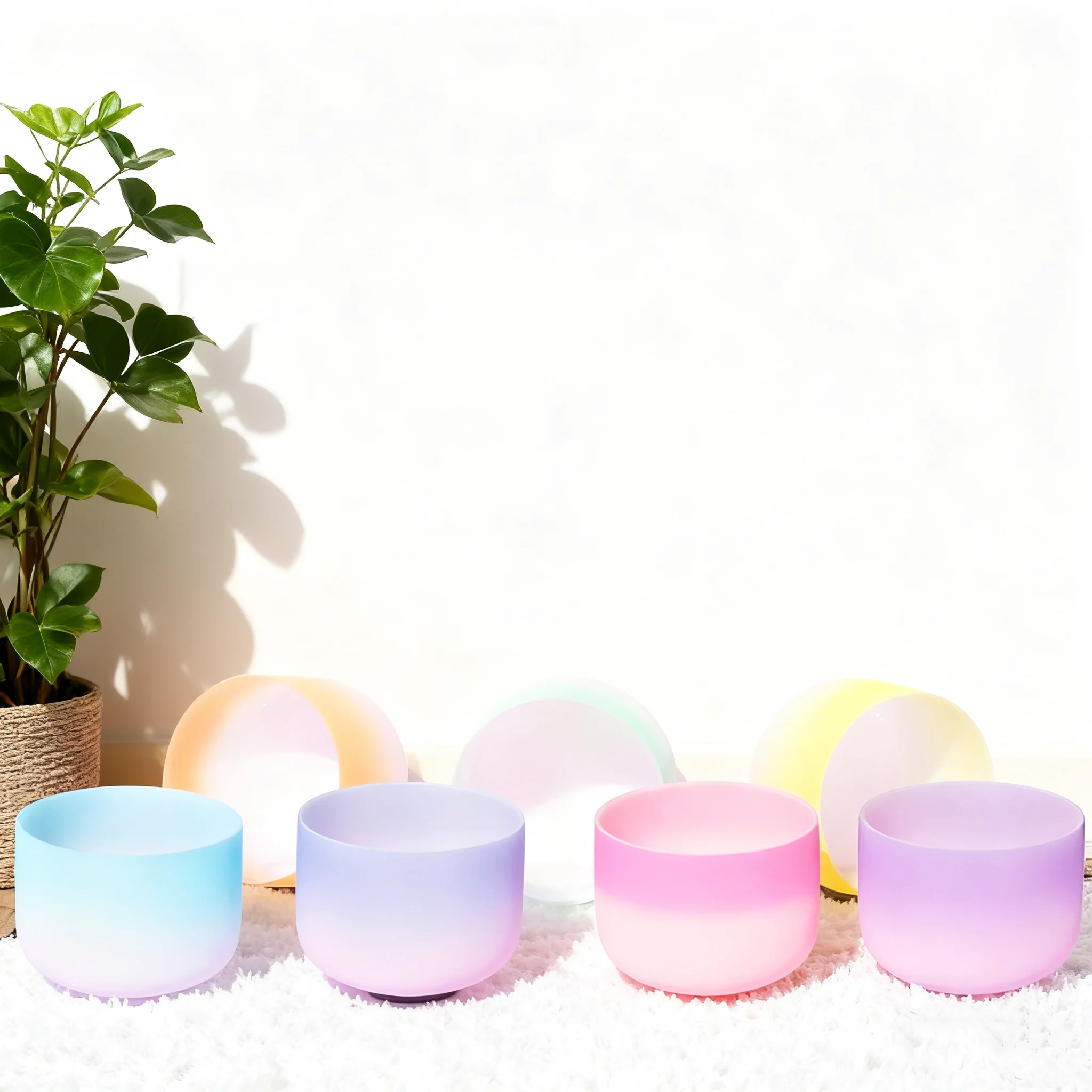 

Hye-eun 8 inch Professional Colored Crystal Singing Bowls for Sound Healing Yoga Meditation Cleansing Stress Relief