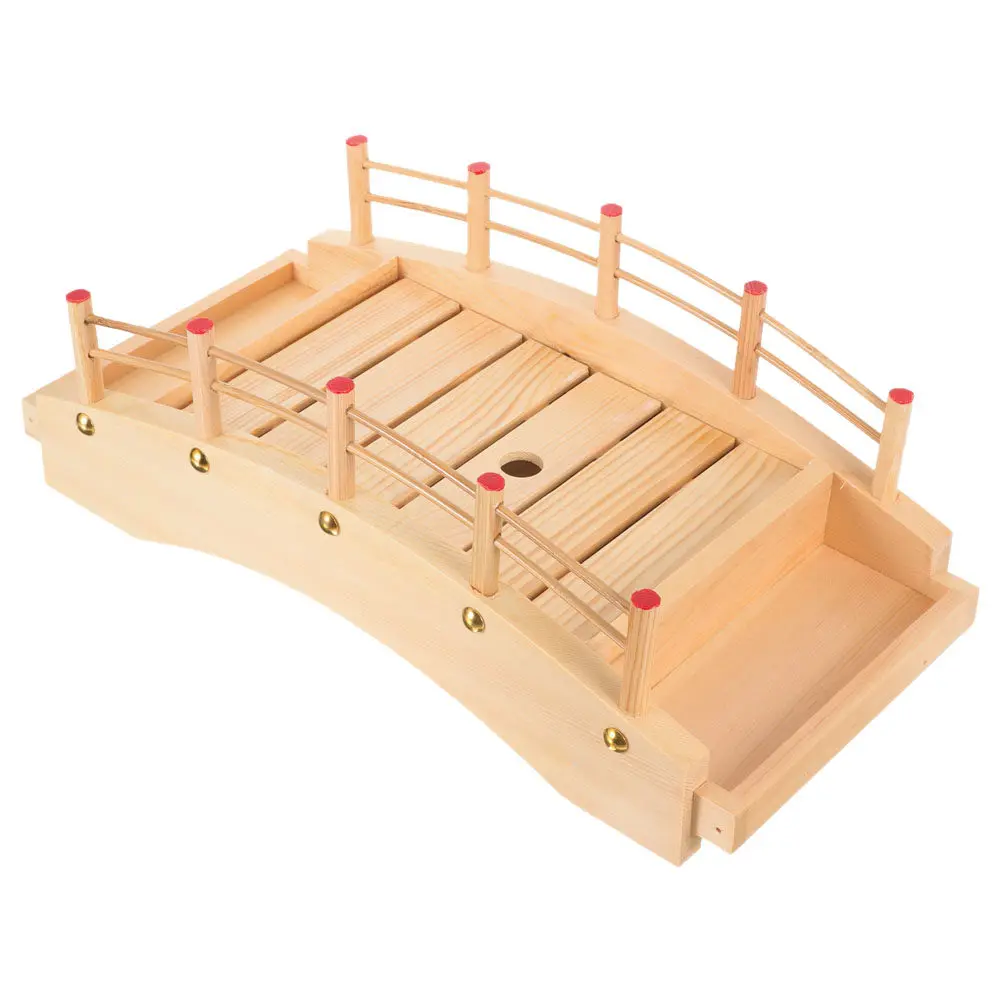 Wooden Arched Bridge Sushi Platter Safe Foodgrade Material for Sushi Sashimi Appetizers Japanese Serving Tray Dining Plate