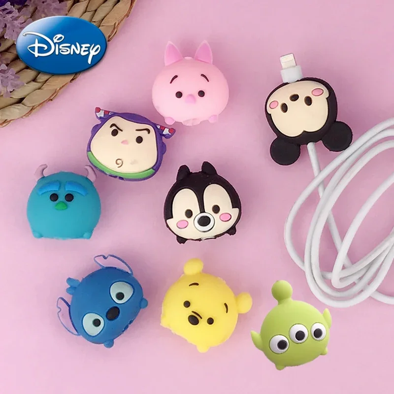 Disney-Juste de protection de la tête de la ligne de données USB, mignon, dessin animé, étui de câble de chargeur iPhone, accessoires de bricolage, cadeaux