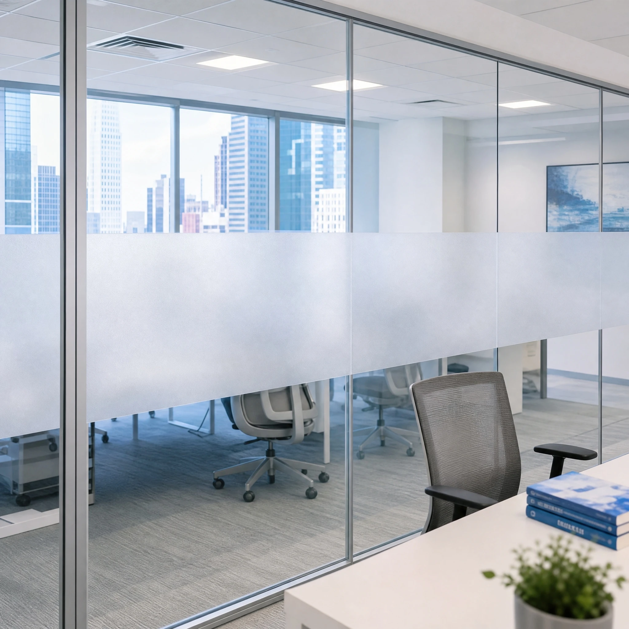 1 Roll Frosted White Privacy Window Film Static Cling Removable for Living Room Bedroom Bathroom Kitchen Office Glass Door