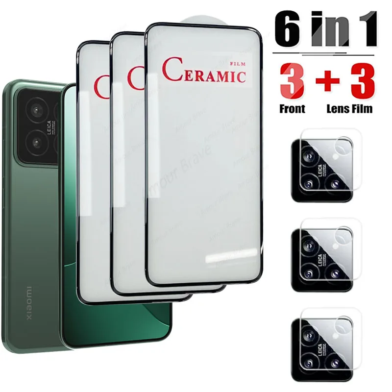 

6IN1 Full Cover HD Soft Ceramic Film For Xiaomi 14 13 12 11 13T 12T 11T 10T 9T Lite Pro Lens Screen Protector For Xiaomi 14 Film