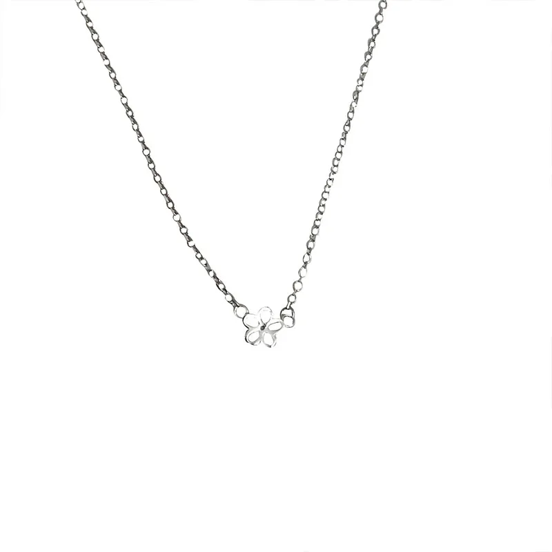 

Small Flower Fresh Plain Silver Necklace Female Sweetheart Series Wheat Ear Flower Spring and Summer Clavicle Chain