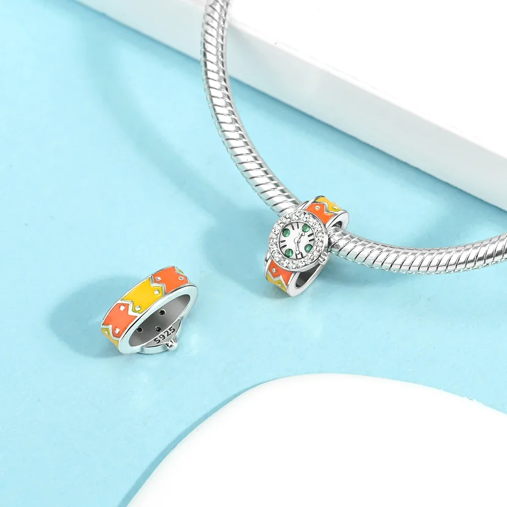 Beaded 925 Sterling Silver Lifestyle Series Chips Luggage Bag Watch Charm Fit Pandora Bracelet Diy Jewelry Accessories Gift view 3