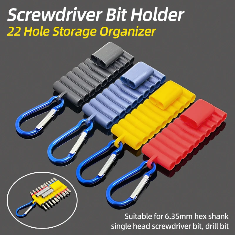 1/4” Hex Shank Screwdriver Bit Holder Portable 22 Holes Storage Case Organizer Screw Driver Head Drill Bits Stand Case Tools