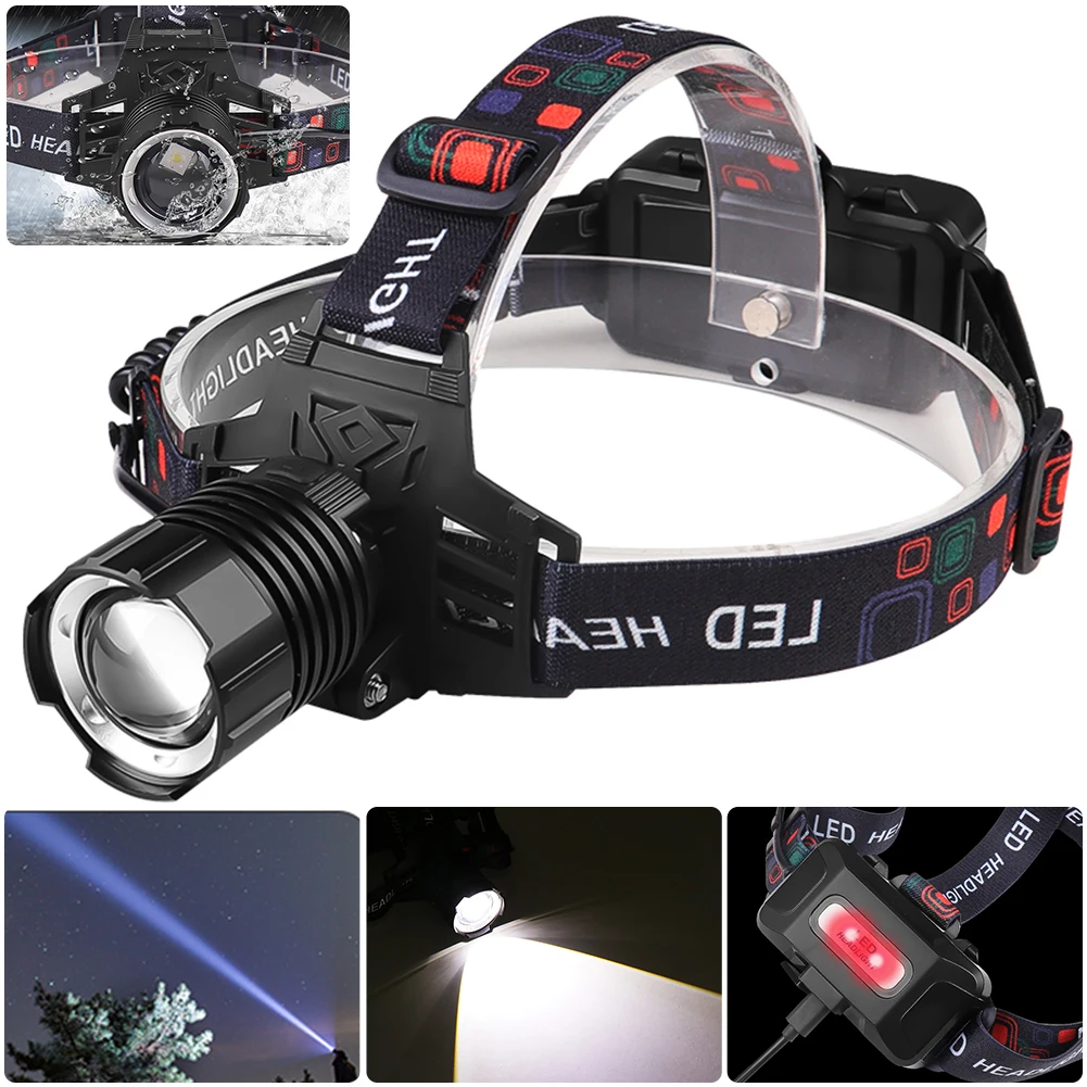 1200LM Multifunctional Head Torch Type C USB Charging Super Bright Headlamp 3 Light Modes IPX4 Waterproof for Climbing Emergency