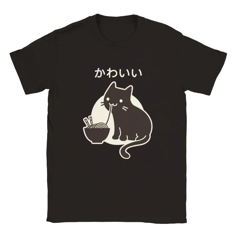 Ramen T Shirt Noodle Lovers Food Feline Tee Shirt Japanese Oriental For Men Clothing Women Short Sve Tees