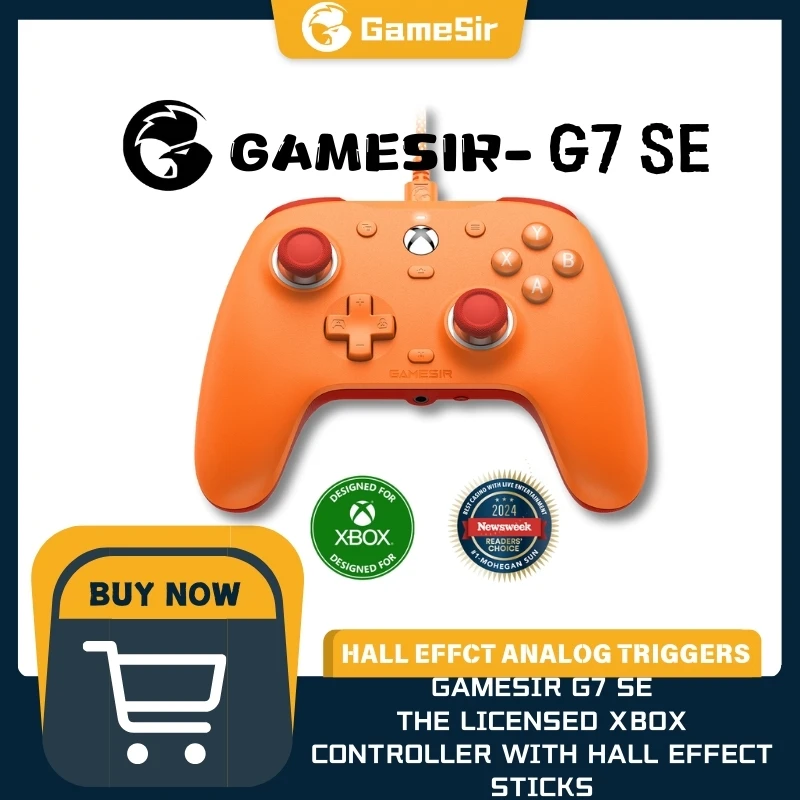 GameSir G7 SE Xbox Gaming Controller Wired Gamepad for Xbox Series X, Xbox Series S, Xbox One, with Hall Effect Joystick Orange