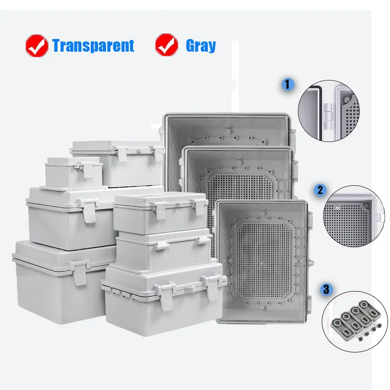 IP66 Waterproof Transparent ABS Plastic Enclosure Outdoor Power Distribution Junction Box Electronic Instrument Case