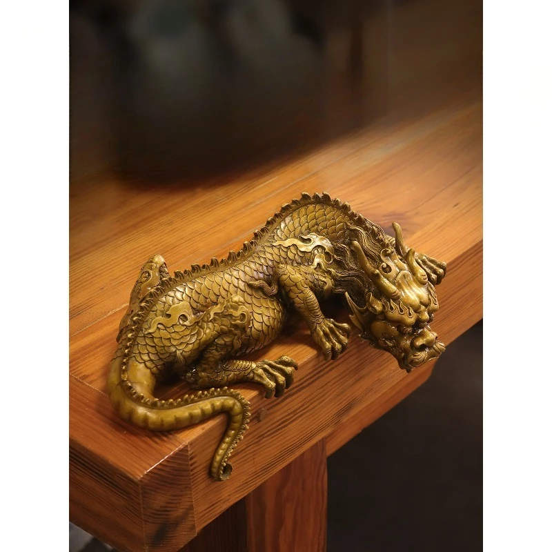 Vintage style brass dragon ornaments table decorations Chinese dragon pattern ornaments crafts office art furnishings