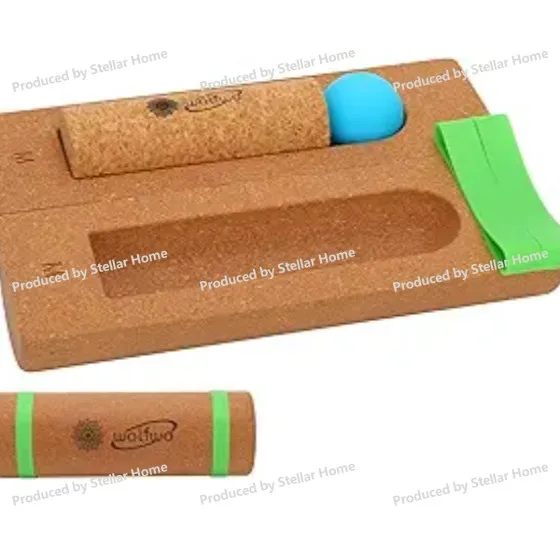 Natural Cork Split Yoga Column Balance Trainer Massage Leg Relaxation Set