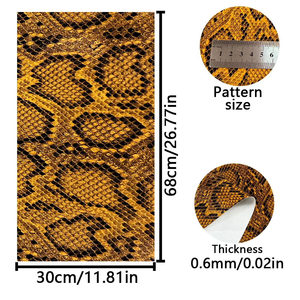 30x68cm Snake Embossed Faux Leather,1mm Thick,2pcs for Wallet DIY Sewing Decor