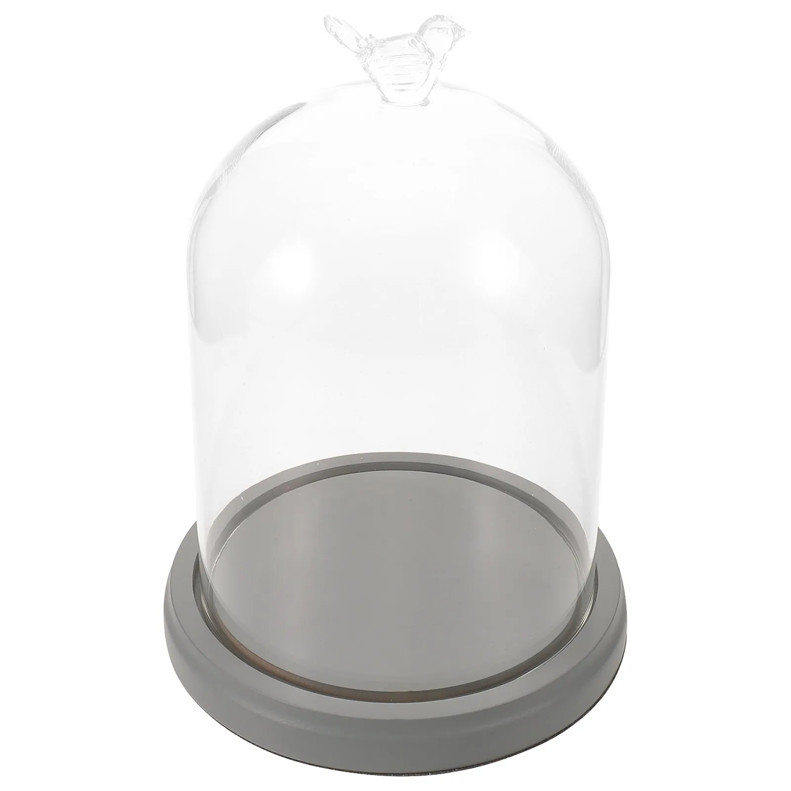 Glass Cloche Dome Transparent Bell Jar with Wood Base Clear Display Case for Preserved Flower Display DIY Craft Decoration