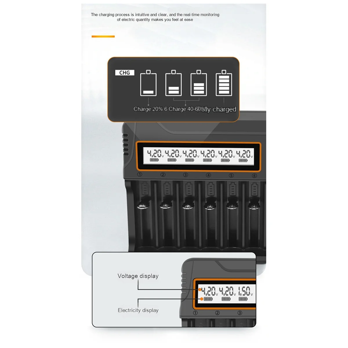 Chargeur universel intelligent pour batterie au lithium, 12 emplacements, Aa.Aaa, dégrad, métal, hydrure, affichage, prise US, 18650