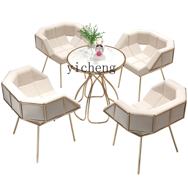 Zk Leisure Small round Table Sales Office Reception Negotiation Table and Chair Combination Simple Dining Table and Chair