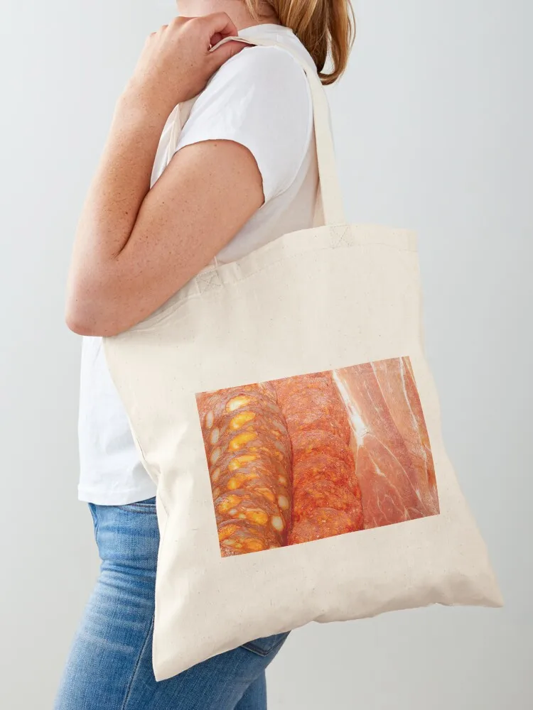 

Chorizo Salami and Prosciutto Tote Bag Women's shopper bag handbag Handbags women foldable reusable bag
