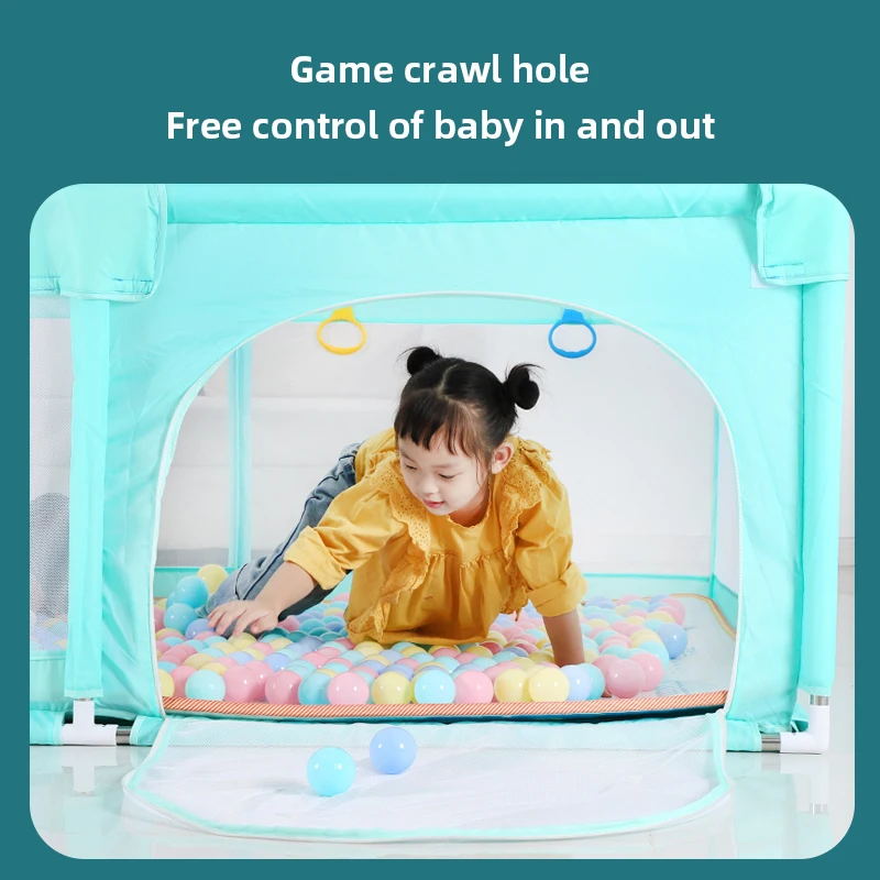 IMBABY NEW Children\'s Playpen with Foam Protector Baby Safety Fence Kids Ball Pit Playpen with Mosquito Net Baby Playground