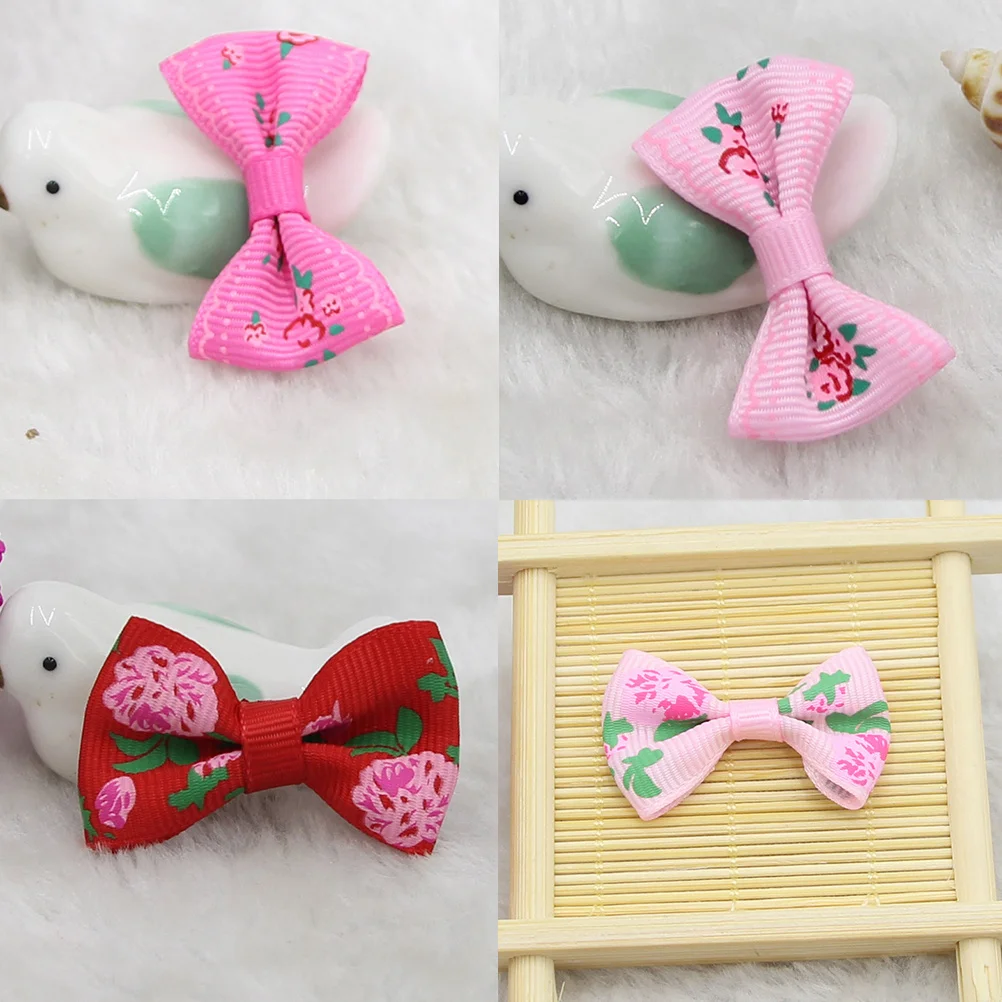 60Pcs Ribbon Bows Handmade Hair Bow Accessories for Kids Baby Girls DIY Fabric Flower Patterns Crafts Ribbon Ornaments Gifts