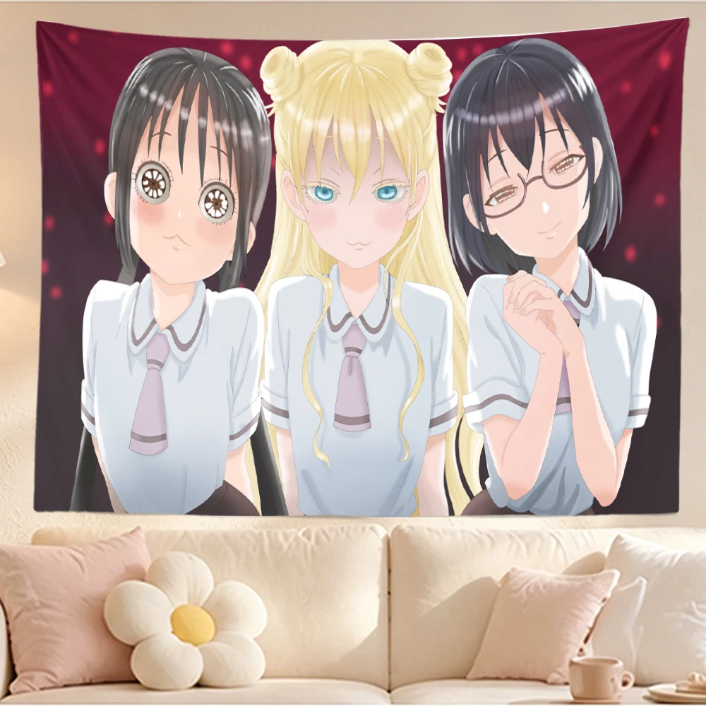 Cute Anime School Girls Tapestry Wall Hanging Japanese JK Uniform Bishoujo Manga Wall Art for Bedroom Dorm Home Decor Fans Gift