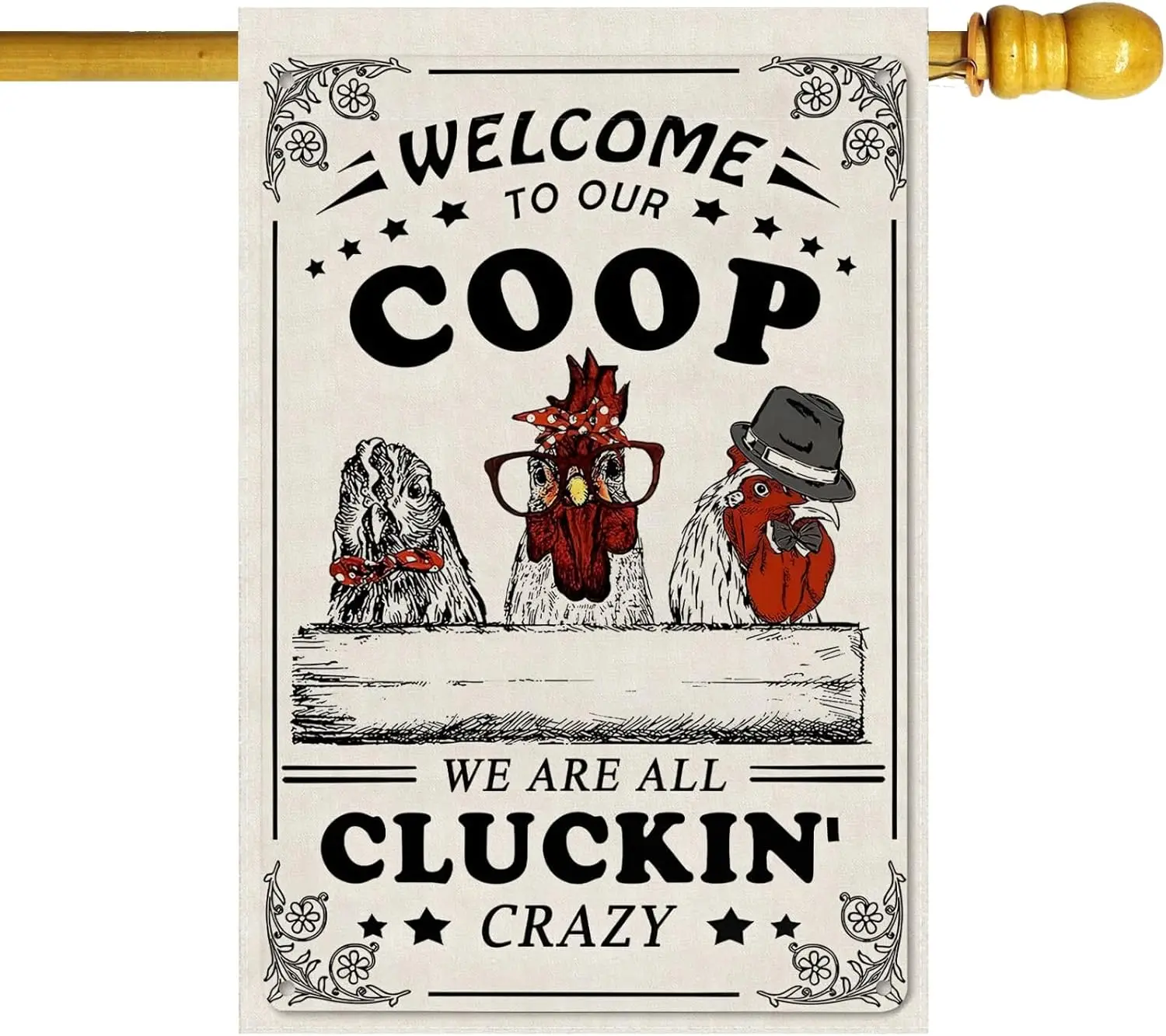 Funny Farm Chicken Coop Slogan House Flag Burlap 28X40 Inch Vertical Double Sided Outside Yard Holiday Outdoor Farmhouse Dec hhz