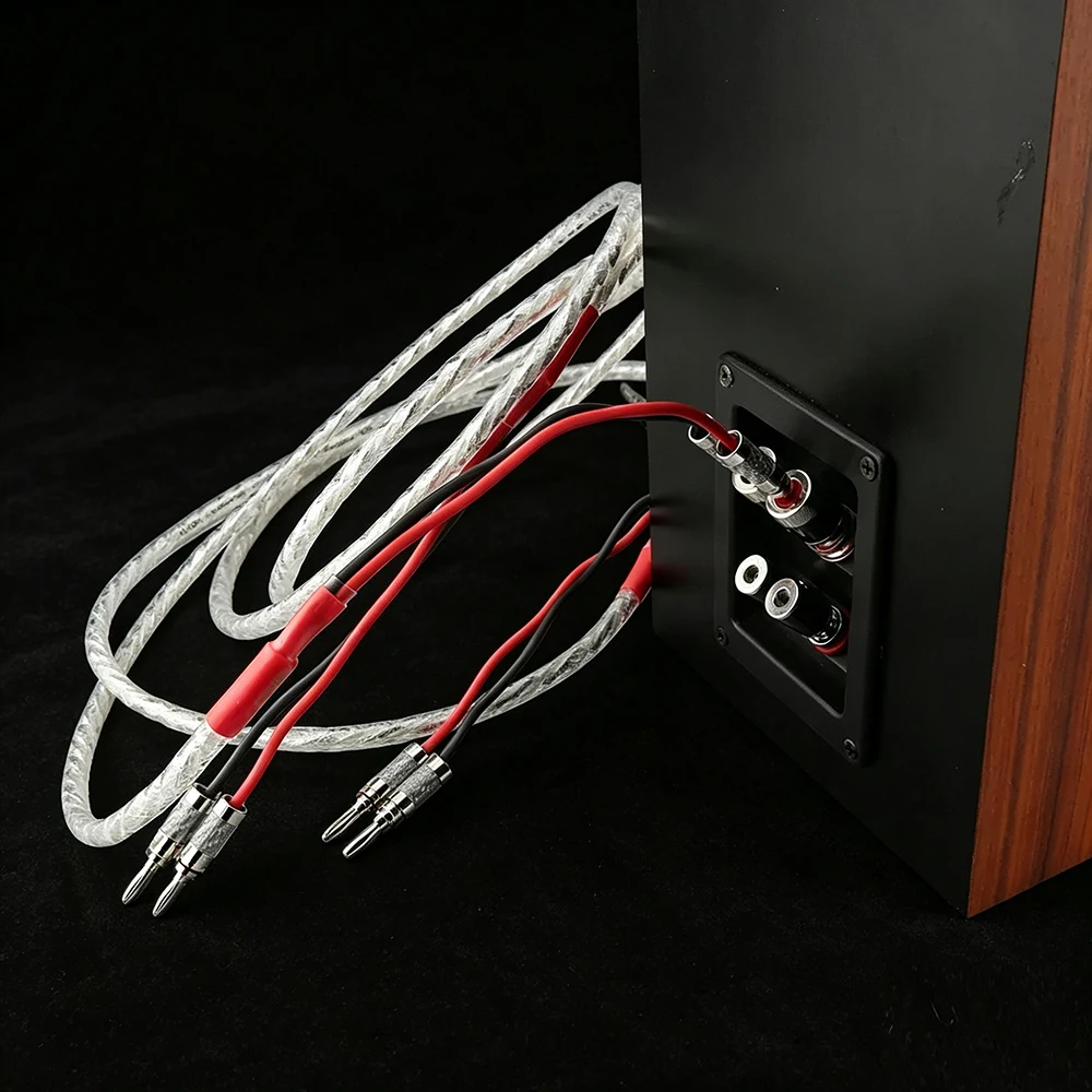 High  Quality  One Pair HIFI Silver-plated Speaker Cable Hi-end 6N OCC Speaker Wire Loudspeaker cable