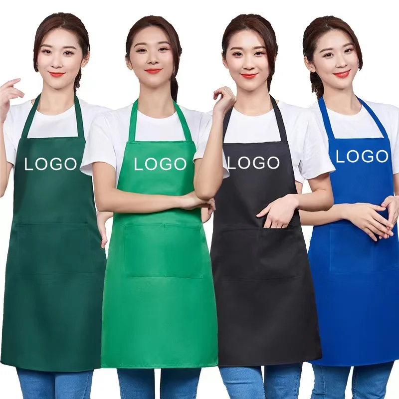 Fashion Cooking Kitchen Apron Chef Cleaning Restaurant Waitress Apron Custom Logo Print Embroidery Gift Aprons Wholesale 2024