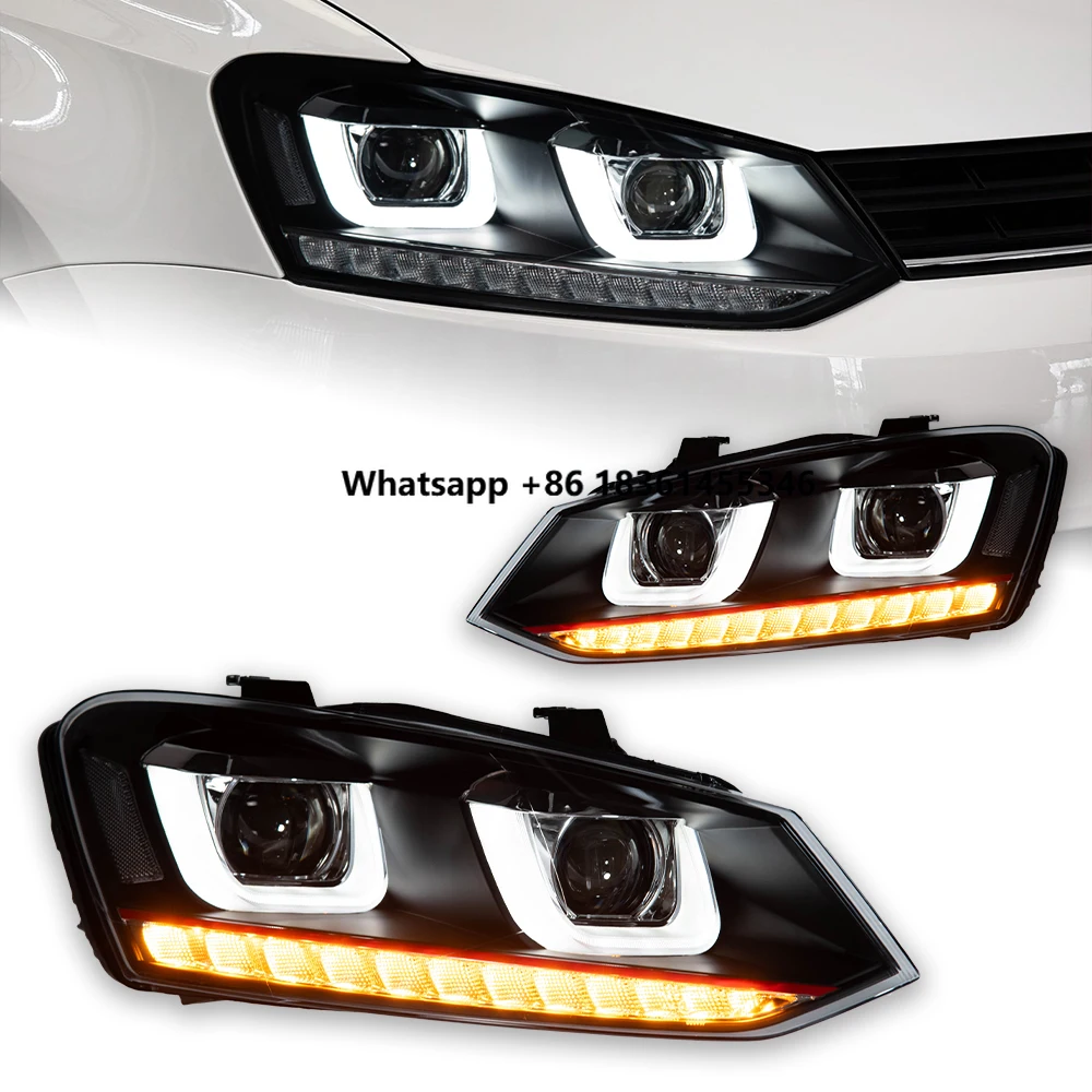 

for Polo Headlights 2009-2017 LED Headlight DRL Hid Head Lamp Bi Xenon Beam Accessories AKD Car Styling