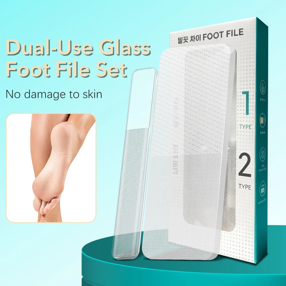 Ensemble de limes de pieds en verre, dissolvant de callosités du talon, soins de la peau morte, outils professionnels de manucure et de pédicure, 2 pièces/ensemble