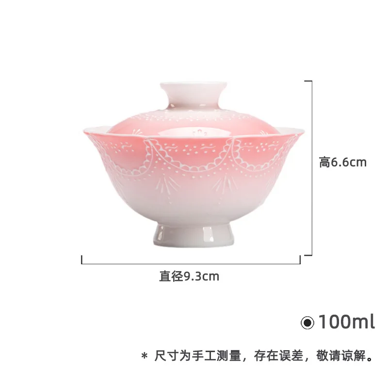 Arita Ware Pearl Curtain Hand-painted Gaiwan Kung Fu Tea Set Ceramic Imitation Song Dynasty High-footed Flower Mouth Household P