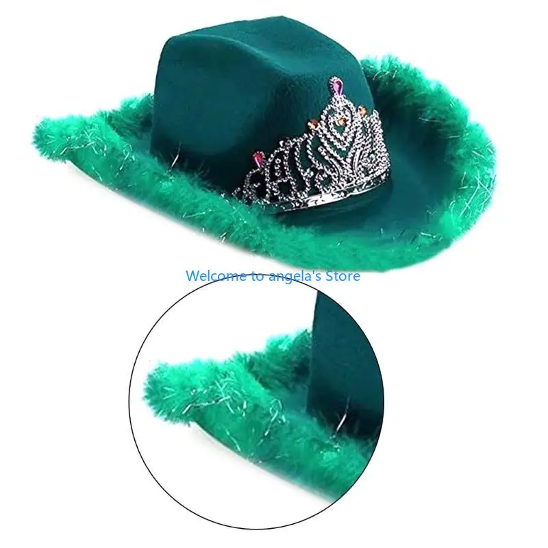 X4YC Shinning Tinsel Brim Cowgirls Hat for Women Girl Thick Cowboy Casual Hat