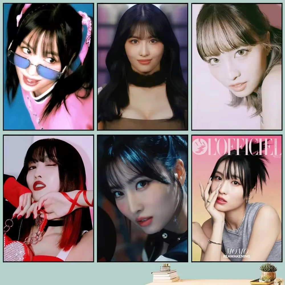 T-Twice Momo Kpop Girls Poster DIY Vintage Movie Poster Wall Art Canvas Painting Study Stickers Wall Painting