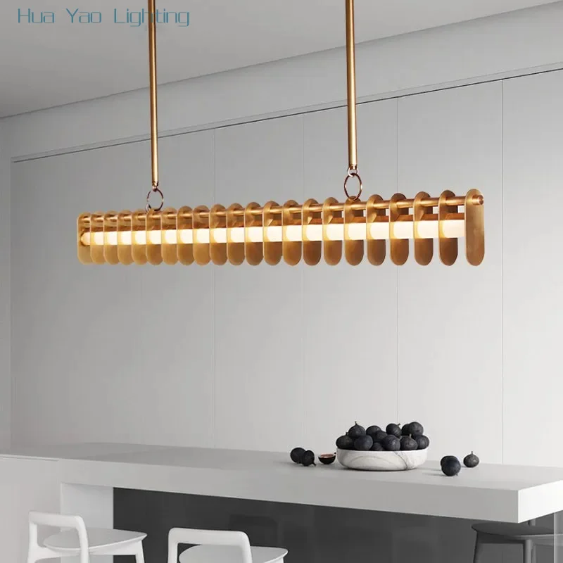 

Post-modern Minimalist Restaurant Bar Desk Led Long Chandelier Designer Creative Personality Simple Dining Table Pendant Lamp
