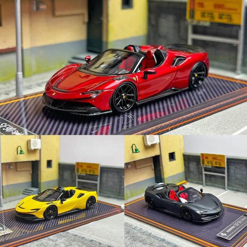 Modèle de voiture réplique en résine SF90 Spider Novitec à l'échelle 1:64, adapté à la collection d'adultes, aux pièces de présentation ou comme cadeau pour enfants, en stock