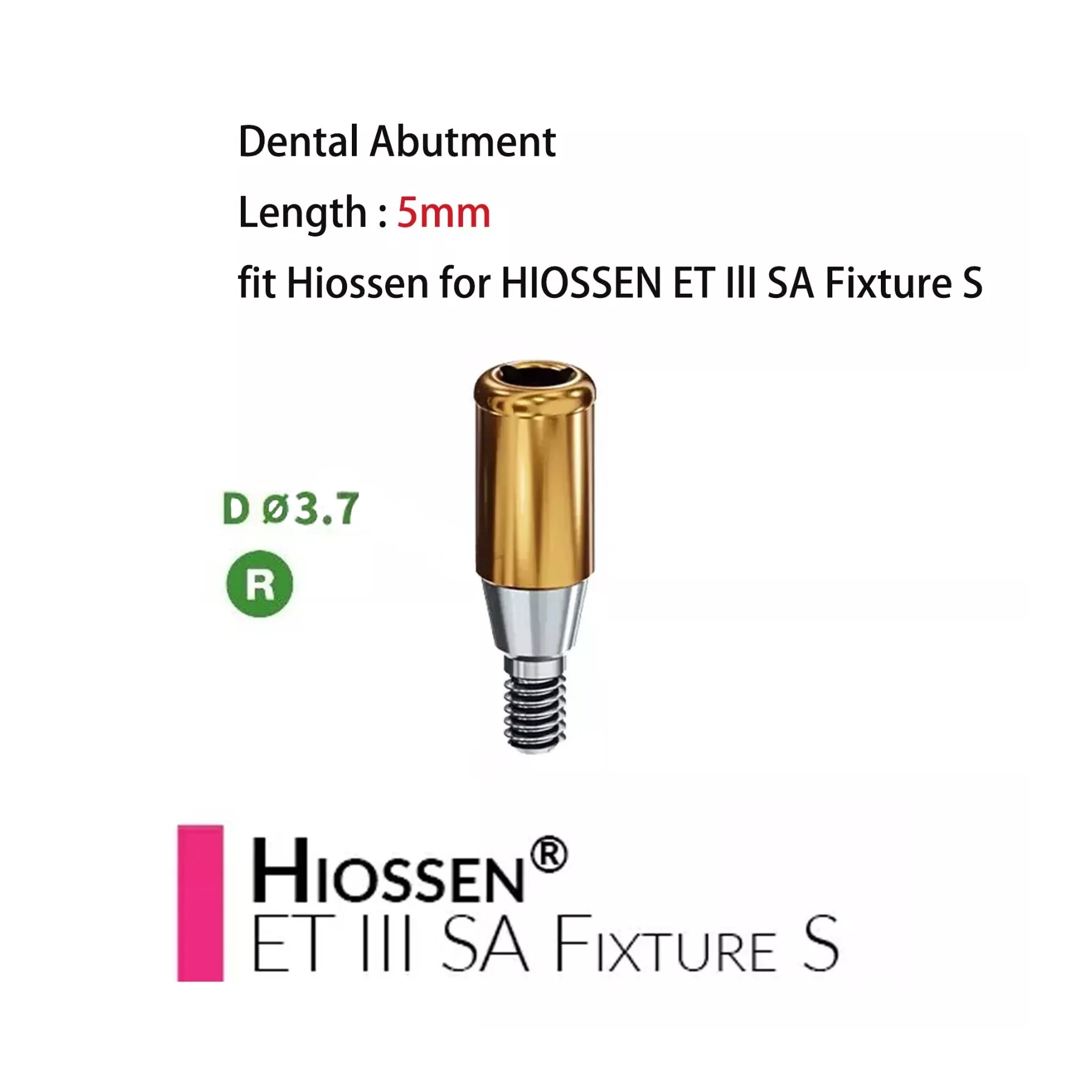 Dental Abutment Flat Length 5 mm attachment Hiossen Regular Set conical