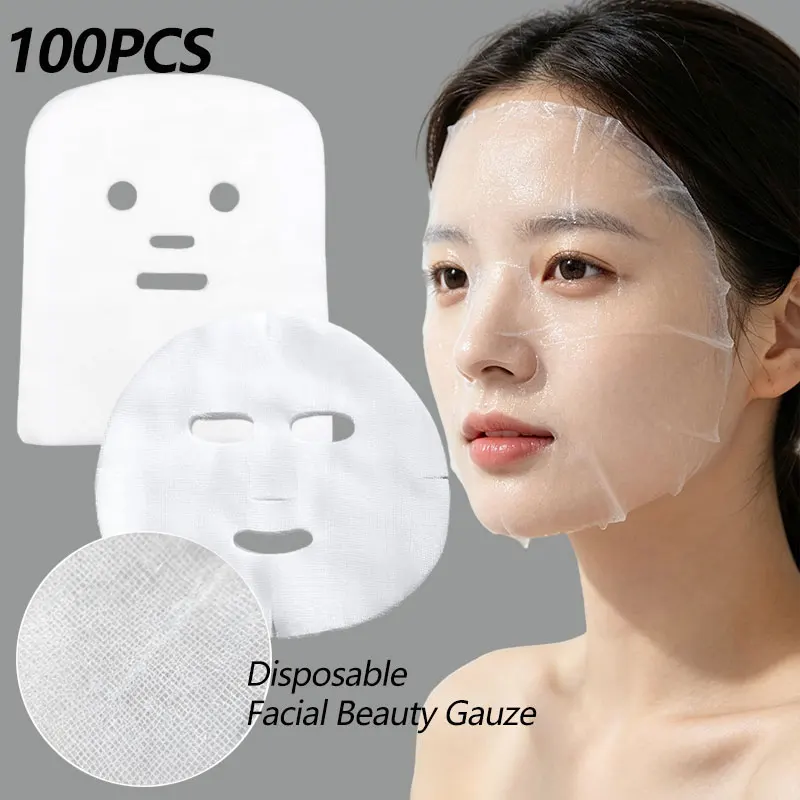 100 개/가방 25x30cm 부드러운 일회용 거즈 페이스 마스크 종이 시트 뷰티 살롱 특수 거즈 흡수 비 자극 순수 코튼