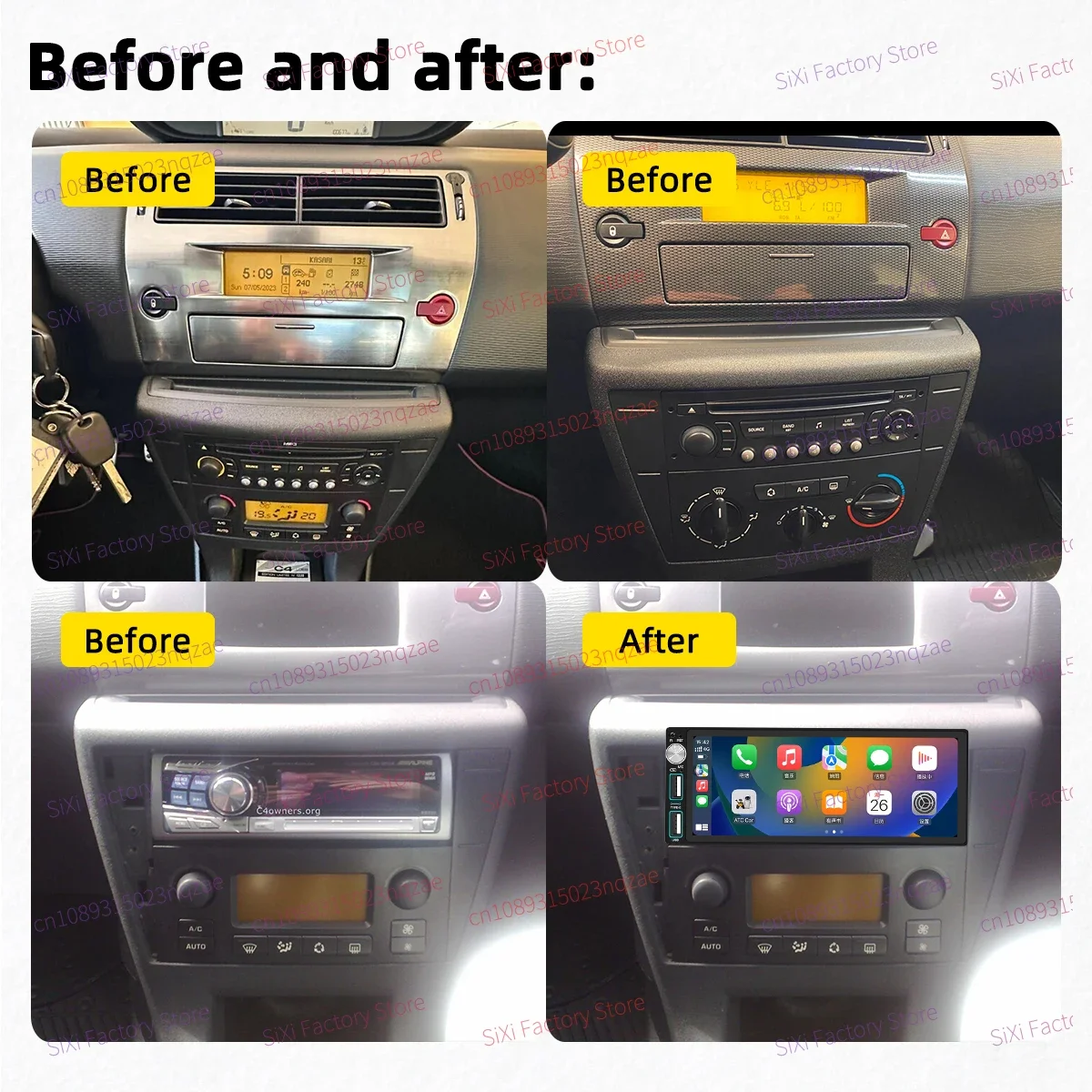 1 Din Car Radio Autoradio Android Multimedia for Citroen C4 I Coupe 2004-2011 6.86