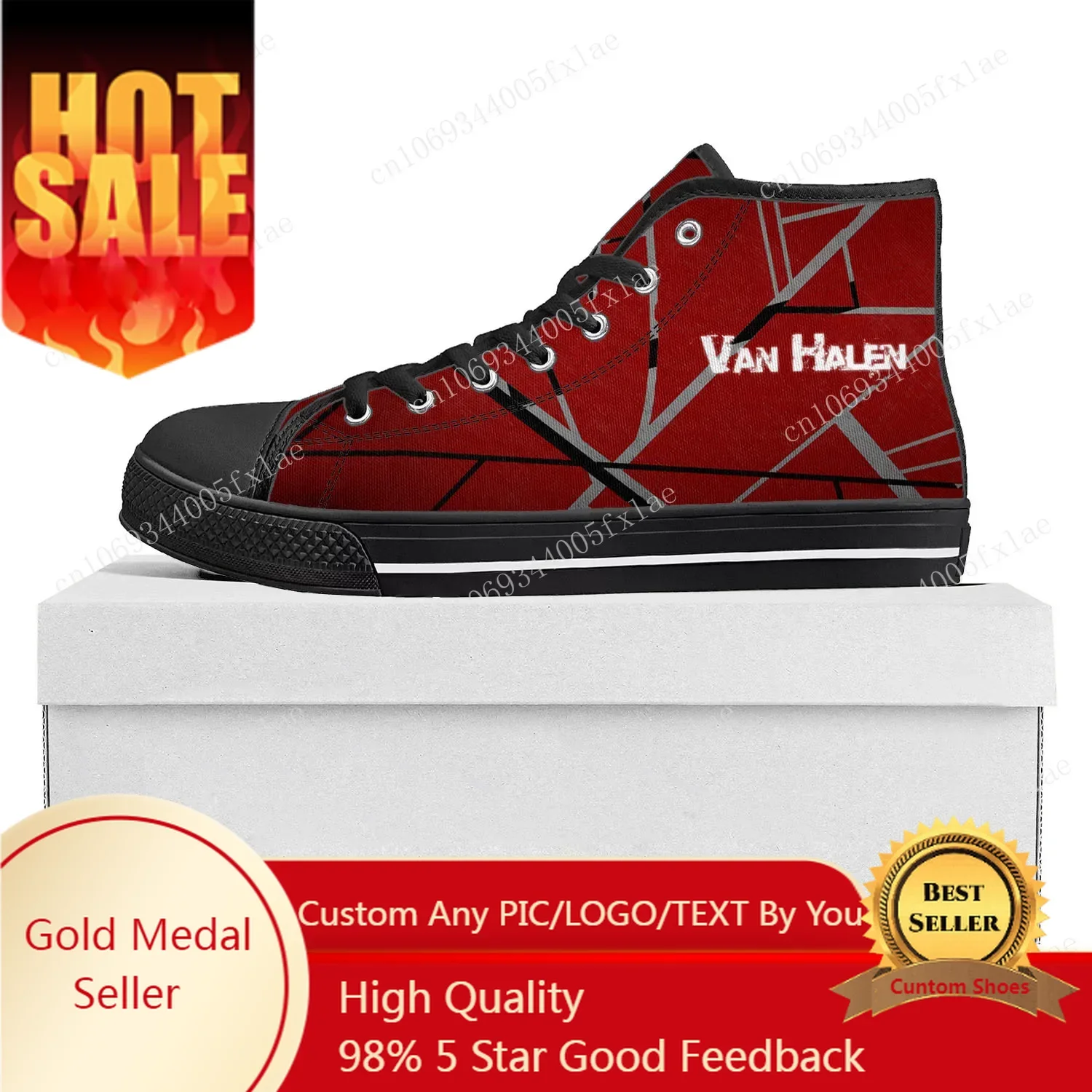 

Van Halen 5150 Stripe Metal Rock Band High Top High Quality Sneakers Mens Womens Teenager Canvas Sneaker Couple Shoe Custom Shoe