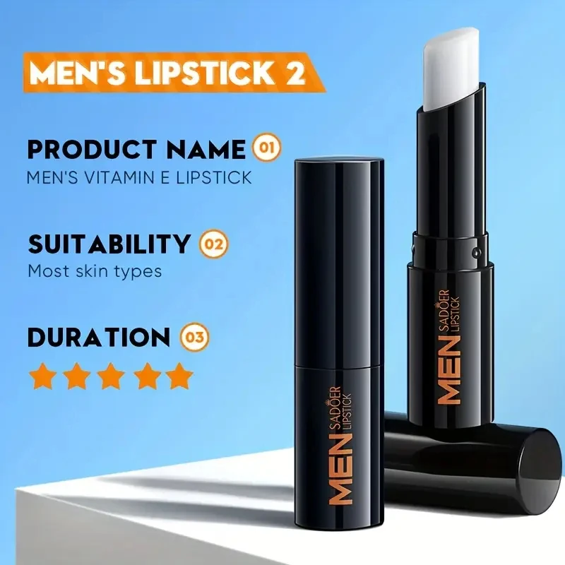 مجموعة واحدة من بلسم الشفاه للرجال أحمر الشفاه المرطب المضاد للحساسية مع السكوالان النباتية وفيتامين E بلسم الشفاه المضاد للتكسير #3
