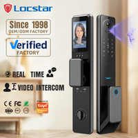 Tuya Wifi 3D Face Fingerprint Recognition Smart Lock Camera Aluminum Card Key Access Wood Door Houses Password Storage Option