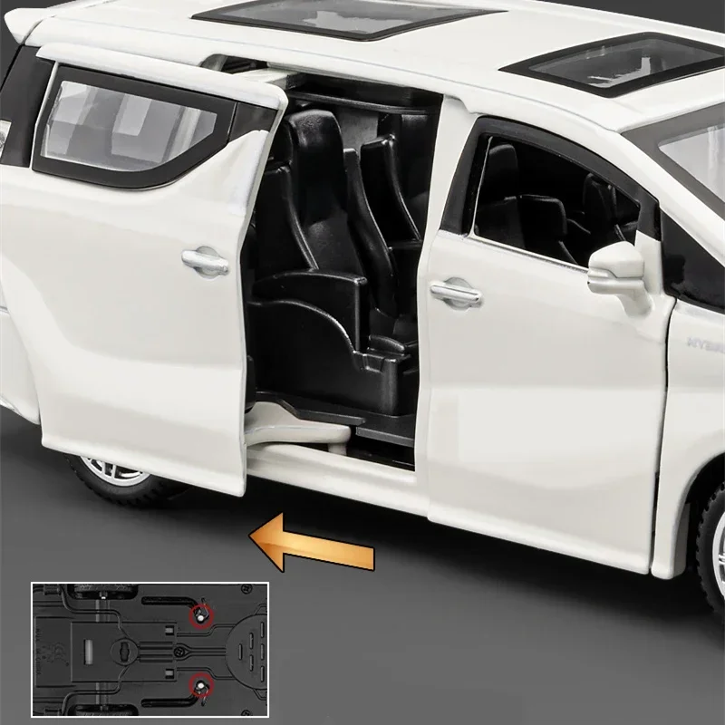 โมเดลรถเวลไฟร์ MPV อัลลอยด์ 1:32 ของเล่นแบบมีเสียงและไฟ ดึงหลังวิ่งได้ ของสะสม ของขวัญวันเกิด