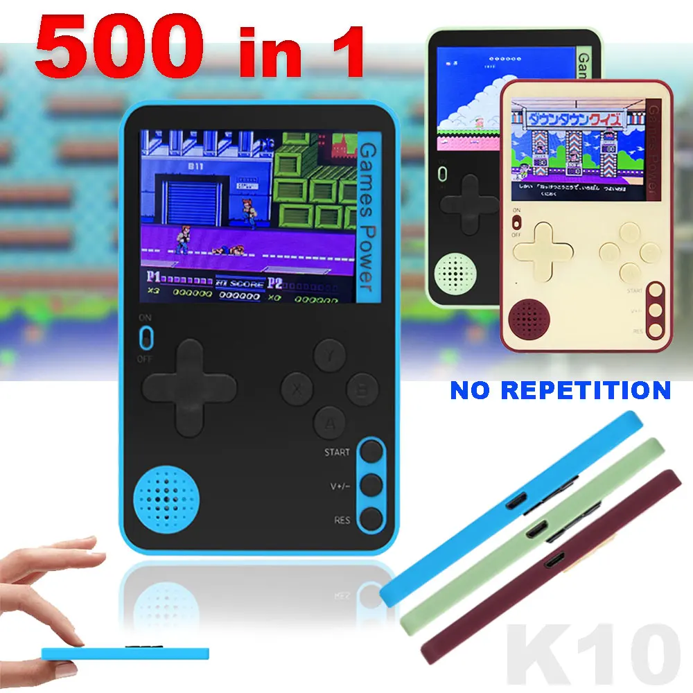 K10 Handheld Game Console Built-in 500 Classic Games Portable Games Consoles  2.4 Inch LCD Screen Mini Video Game Player