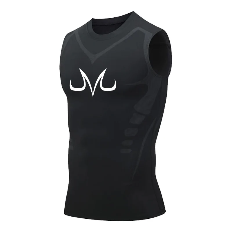 Compression Tank Top Men Gym Shirt Sleeveless Manga Anime Vest Shaping Quick Dry Workout Muscle Tight Top Breathable Summer Male