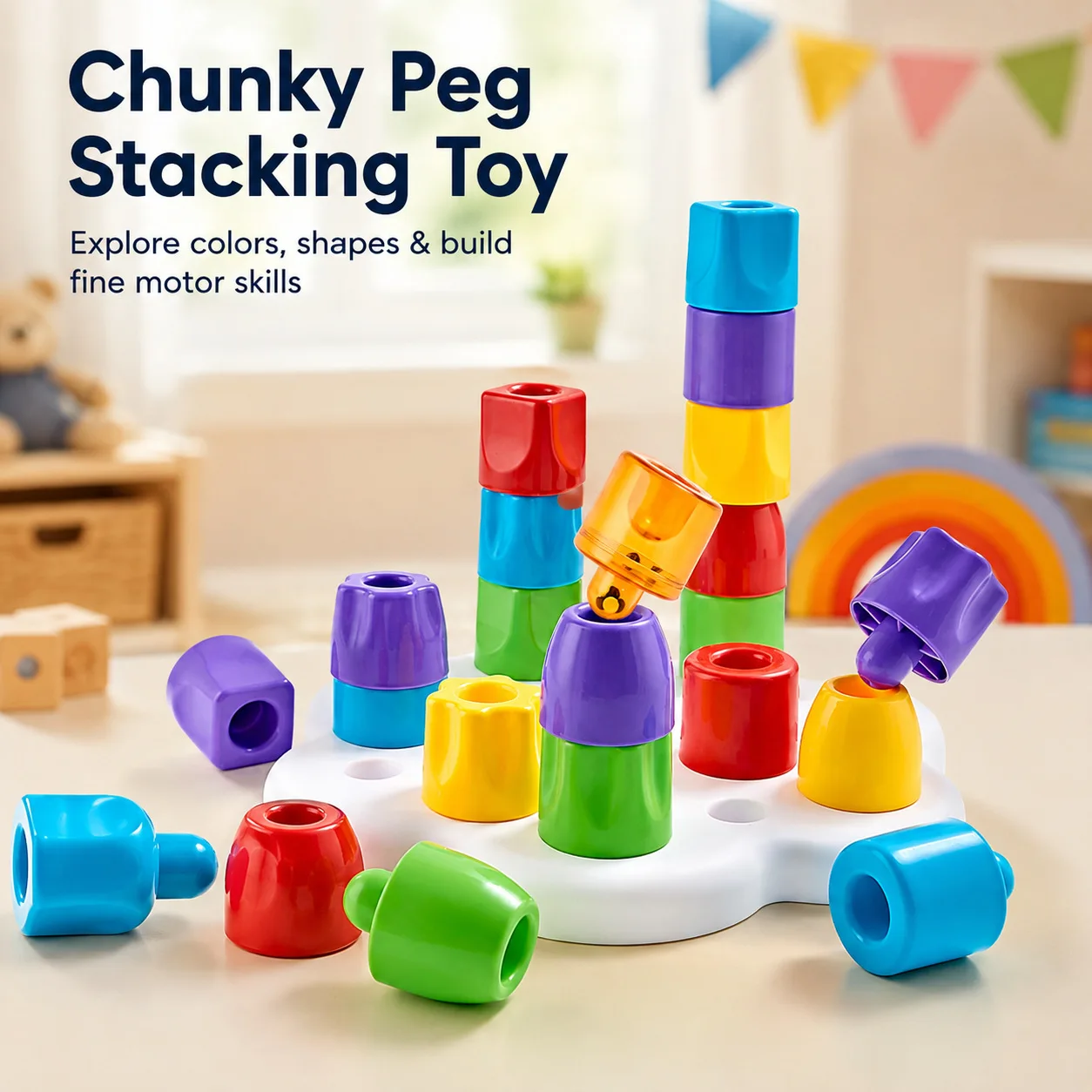 Montessori Stacking Toys Color Shape Cognition DIY Stacking Tower Game Splicing Building Block Early Education Toys For Children