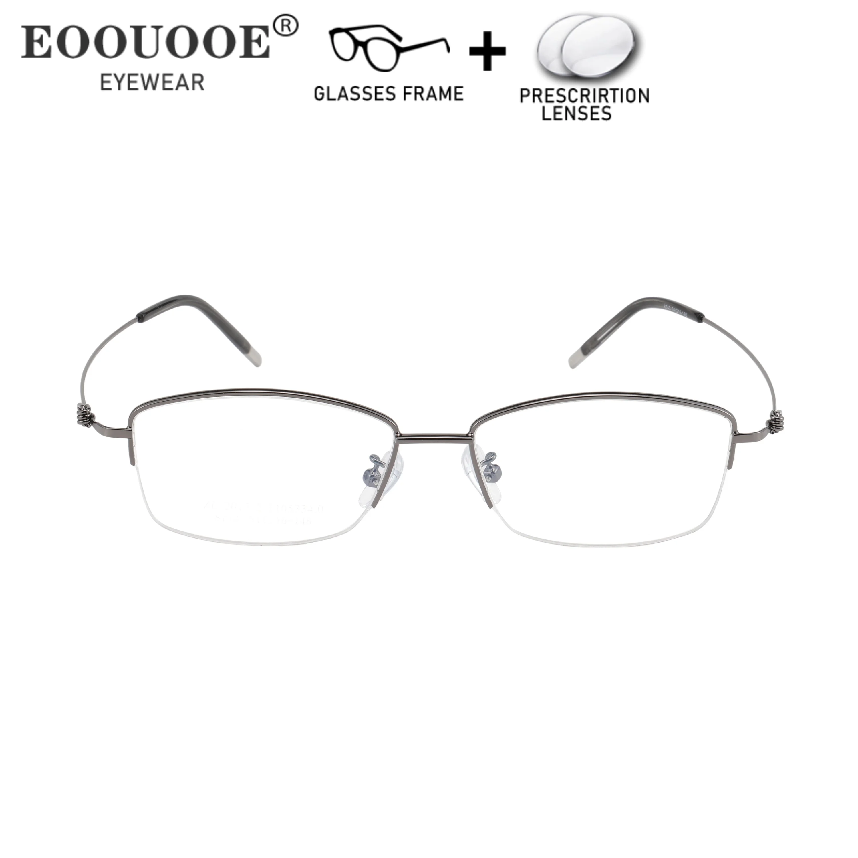

Screw free Eyewear Half Frame Men's Prescription Lenses Anti Reflection Myopia Computer Men Reading Glasses Metal