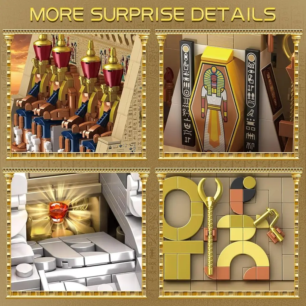 Kit educativo de construcción del templo egipcio para adultos: juguete para amantes de la historia con estatuas, jeroglíficos, mayores de 12 años