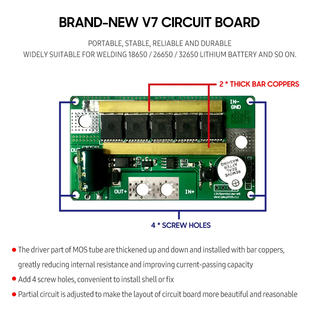 Ponto caneta soldador diy 6mos placa de circuito soldagem 5/8 engrenagem ajustável ponto soldador kit para 18650 / 26650 / 32650 bateria lítio