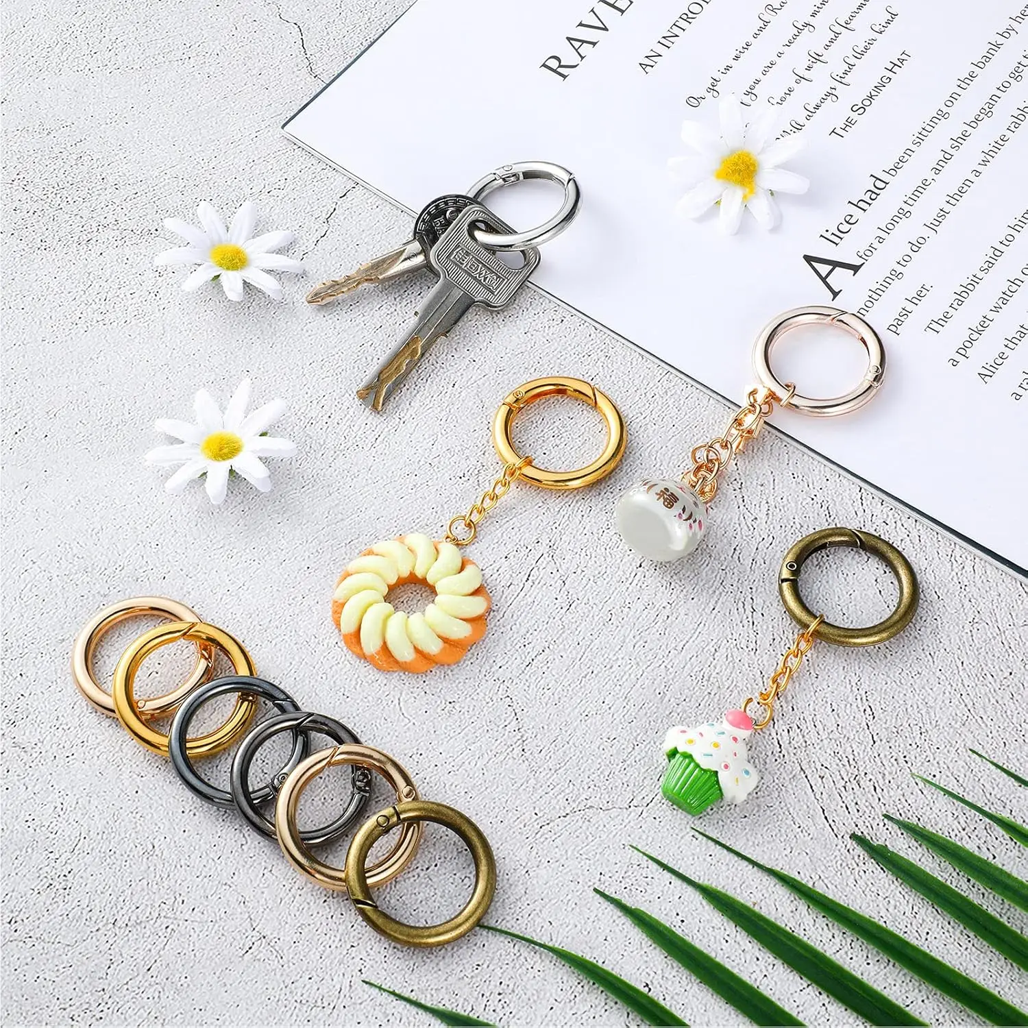 5/10/20/40/60/100Pcs Metal Spring 1 Inch O Rings Clip Keychain Round Carabiner Clips Keyrings Snap Buckle for Purse Bag Lanyard image 6