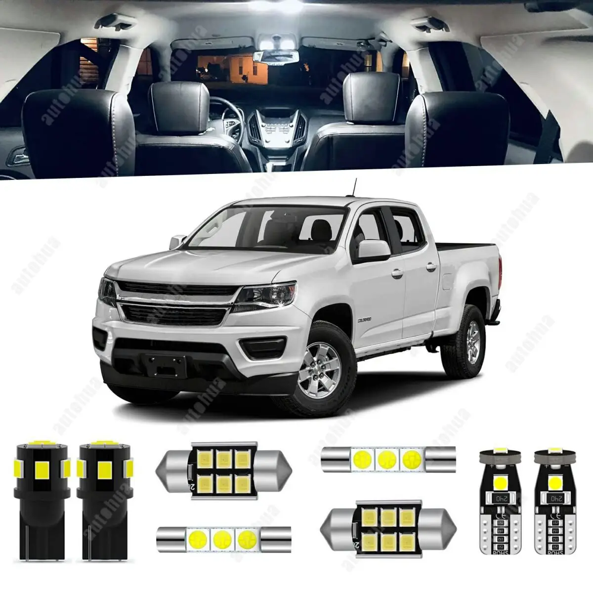 

Светодиодные внутренние светильники для Chevrolet Colorado GMC Canyon 2015-2021, белые, 6000K, 23 шт.