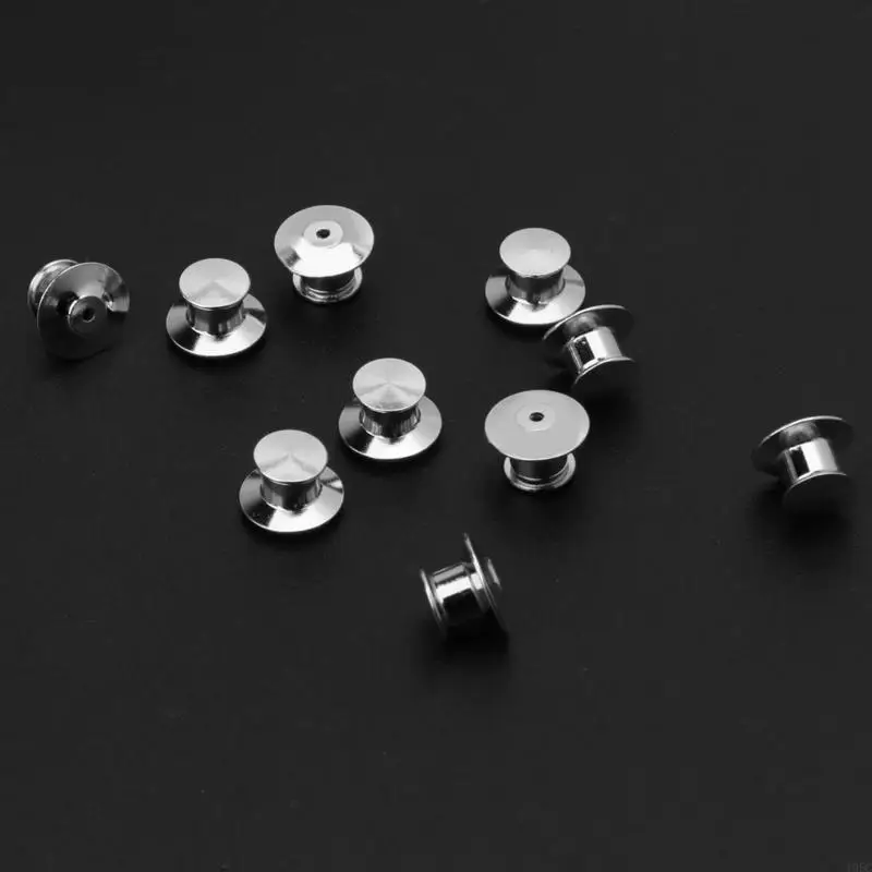 

195C 10 Pcs/Set Metal Pin Backs Locking Clasps for Uniform Badge Golden/Silver Color