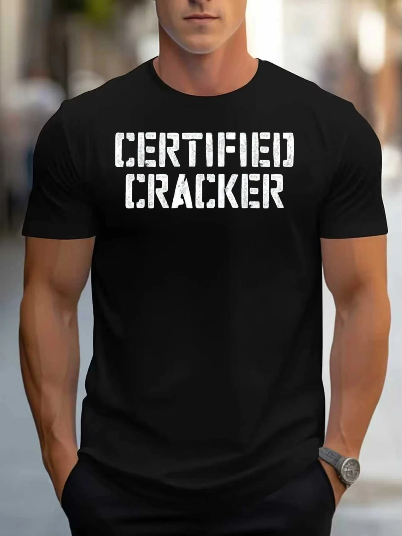 Certified Hacker Printed T-Shirt, Black Background with White Text, Vintage Bold Lettering, Short-Sleeved Round Neck Design, Suitable for Casual Outings, Comfortable for Everyday Wear, Is a Great Gift for Friends An03