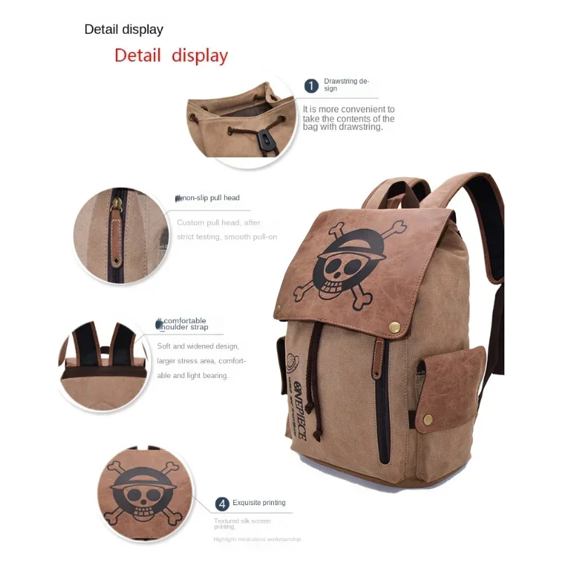 The New One Piece Anime Peripheral Backpack Shoulder Bag Primary and Secondary School Students Canvas School Bag Gifts